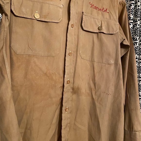 Vintage 1940s era ASHCRAFT BROS. FLYING SERVICE technician work shirt. - Picture 5 of 9